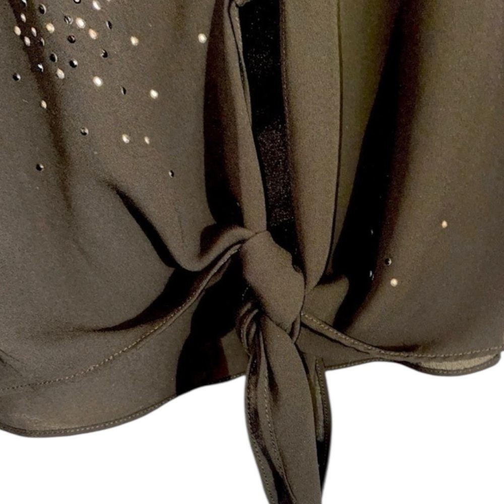 White House Black Market Black Rhinestone Sheer Blouse XS - Picture 5 of 10